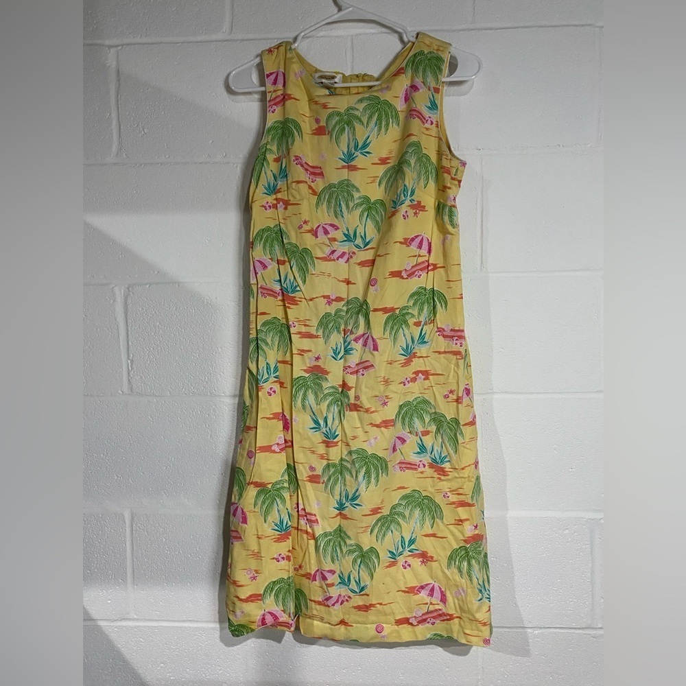 Talbots Yellow Tropical Print Sleeveless Dress Women’s Size 8